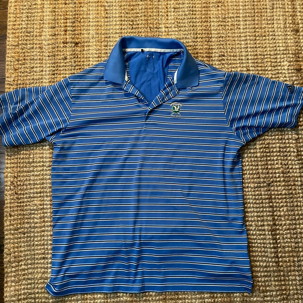 Spring Lake Golf Club Adidas Polo Shirt Blue Striped Medium